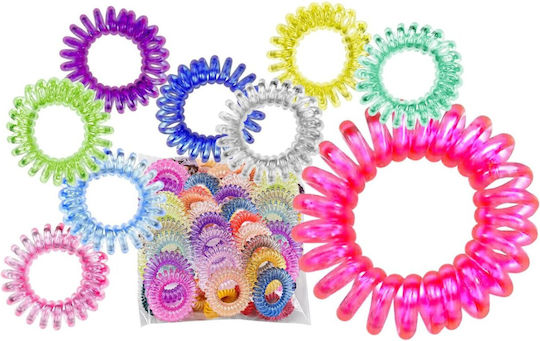 Hair Scrunchie Spiral Iridescent Multicolored Ø5.5cm 4teen4ty 401377 50 Pieces 20-1357