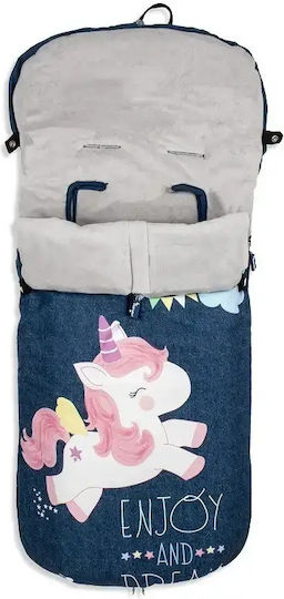 Interbaby Unicornio Universal Ποδόσακος Καροτσιού Μπλε με Βελούδινη Επένδυση 90x46εκ.