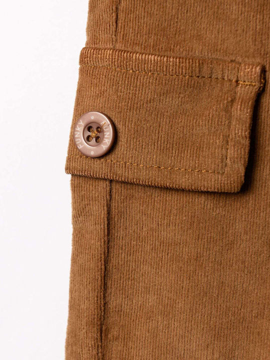 Pantalon Pentru Copii Cargo Din Catifea Raiata Maro