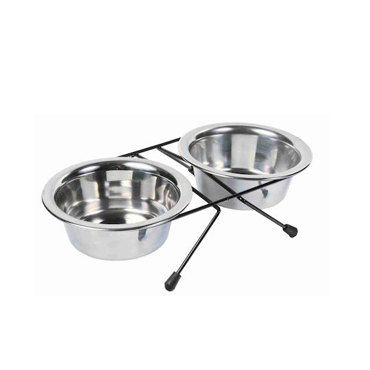 Trixie Bol Inoxidabil pentru Hrană și Apă pentru Câine și Pisică 2 x 750ml 15cm