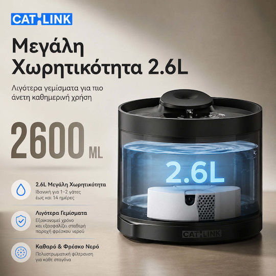 Catlink Συντριβάνι Νερού για Σκύλο & Γάτα 3 Θέσεων 19x19x16.5εκ.