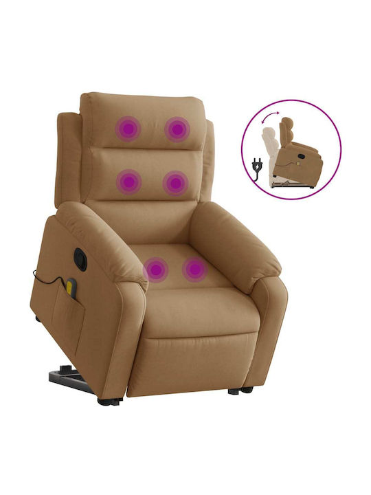 Relax Sessel mit Fußhocker Samt Braun 75x92.5x100cm