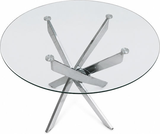 Round Central Glass Coffee Table Silver W100xL100xH75.5cm