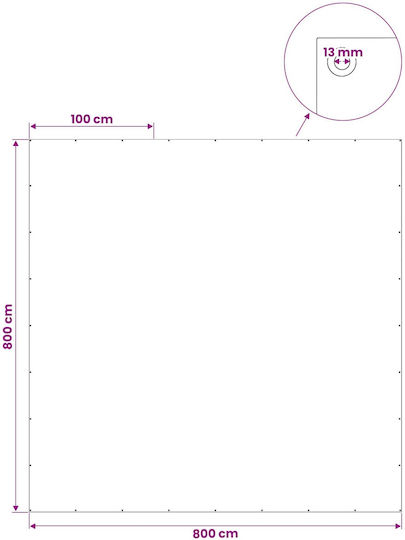 vidaXL Αδιάβροχος Μουσαμάς 180gr/m² 8x8μ. Ελαφρού Τύπου Γκρι