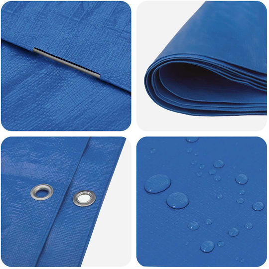 vidaXL Waterproof Tarpaulin 260g/m² 8x8m Heavy Duty Blue