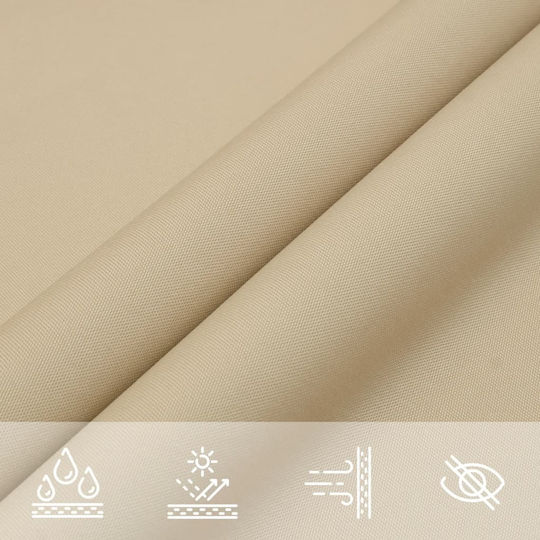 vidaXL Triunghi Umbrela Sail Bej Cu cerc & cu strat PU 3.5x3.5x4.9m confecționat din țesătură Oxford