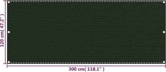 vidaXL Divider De Verandă De Umbrire Rectangular Verde În Rulou Cu Cerc 1.2x3m 160gr/m² Fabricat Din HDPE