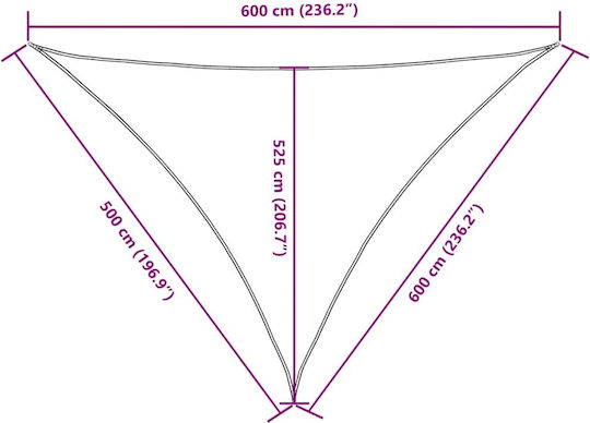 vidaXL Dreieck Sonnensegel Schwarz Mit Hoop & mit PU-Beschichtung 5x6x6m hergestellt aus Oxford-Gewebe