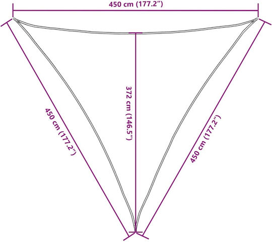 vidaXL Triangle Shade Sail Brown With Hoop & with PU Coating 4.5x4.5m made of Oxford fabric