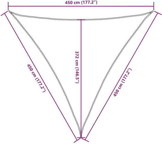 vidaXL Dreieck Sonnensegel Ecru Mit Hoop & mit PU-Beschichtung 4.5x4.5m hergestellt aus Oxford-Gewebe