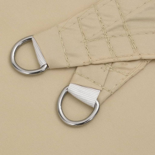 vidaXL Triangle Shade Sail Beige With Hoop & with PU Coating 5x6m made of Oxford fabric
