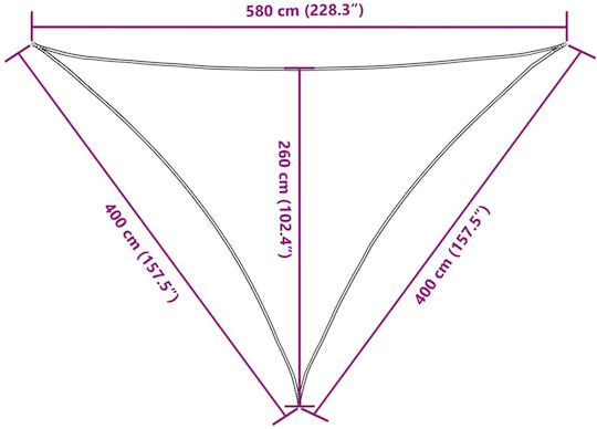 vidaXL Dreieck Sonnensegel Gray Mit Hoop & mit PU-Beschichtung 4x4x5.8m hergestellt aus Oxford-Gewebe