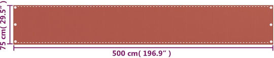 vidaXL Rectangular Shade Divider Brown Roll with Hoops 0.75x5m 160g/m² made of HDPE