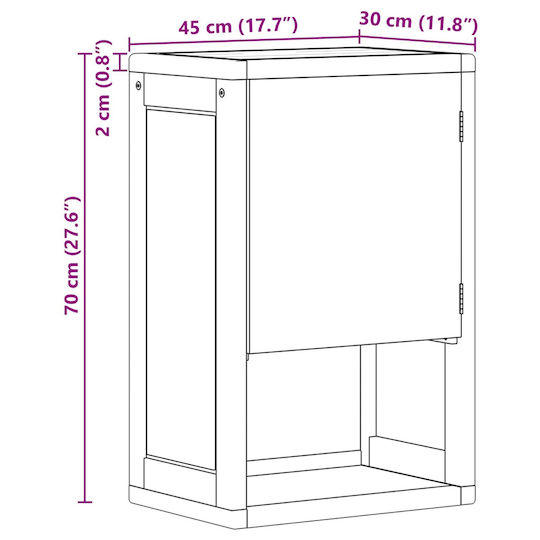vidaXL Плот без мивка Ш45xД30xВ70cm Кафяв
