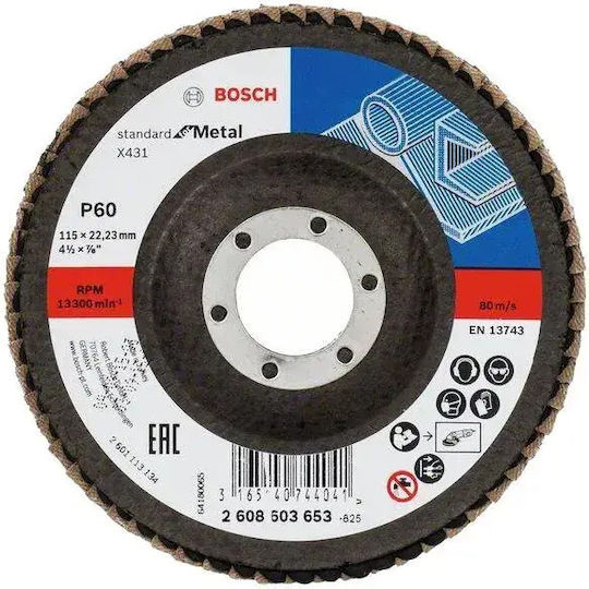 Bosch Sanding Disc with Flaps Curved K60 115mm Grinding Disc Metal 115mm