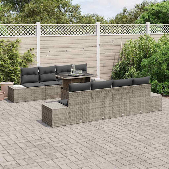 Garten- und Outdoor-Möbelsets Wohnzimmer Typsatz 9 Stück Grau