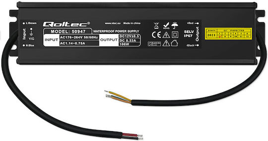 Qoltec LED-Netzteil Wasserdicht IP67 Leistung 100W mit Ausgangsspannung 12V