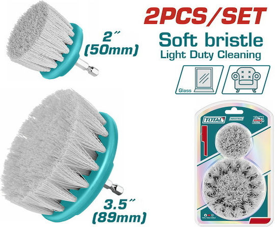 Total Professional Set Drill Cleaning Brushes 2 Pieces 1/4" Φ-50 & Φ-90mm Soft Tacs3235