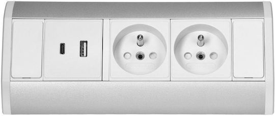 Orno Power Socket with 2 USB Ports White 1pcs