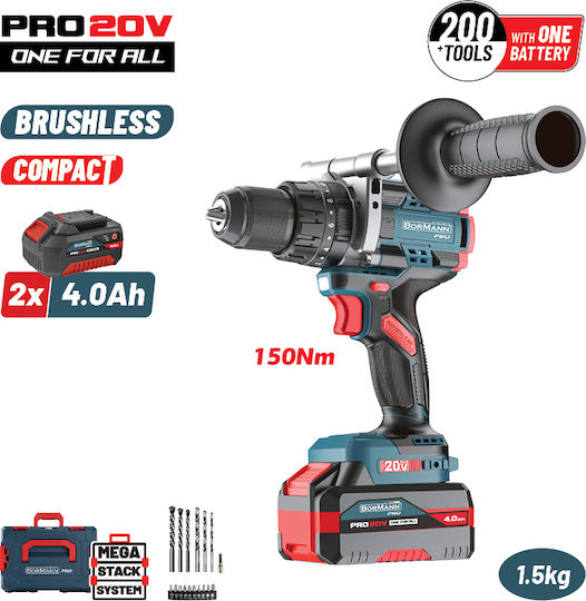 Bormann Pro 085072 Κρουστικό Δραπανοκατσάβιδο Μπαταρίας Brushless 20V 2x4Ah