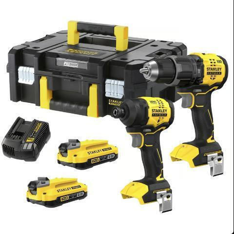 Stanley SFMCK201D2T-QW Комплект Ударна Бормашина и Ударна Отвертка Безчеткови 20V с 2 Батерии 2Ah и Калъф