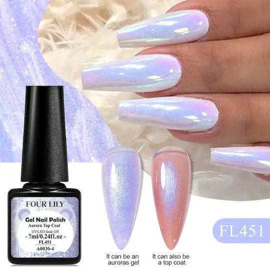 Setlily Gel 2in1 Top Coat Jelly Shell Aurora 7ml Finisaj Holografic