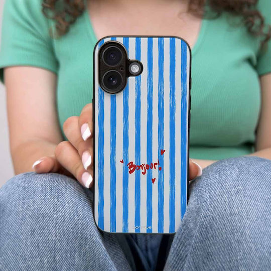Sonique Stripe Stories Series Google Pixel 8a 5g Bonjour Blue Mobile Phone Case