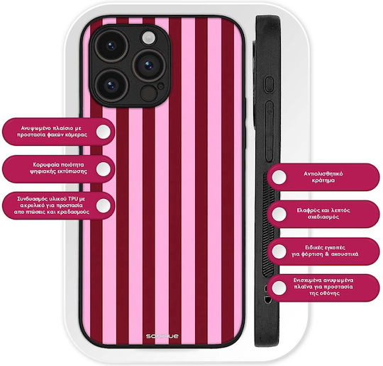 Θήκη Sonique Stripe Stories Series Oneplus 13 5g Ρίγες Ροζ – Κόκκινο