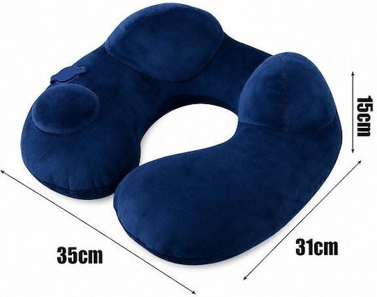 Inflatable Travel Pillow Velvet with Carry Case Blue
