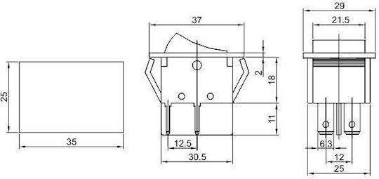 Tracon Electric 2-pole Red Rocker Switch On-off Tes-41