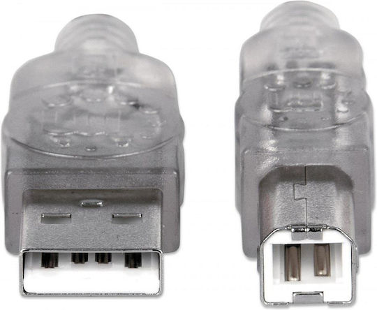 Manhattan USB 2.0 Cable USB-A male - USB-B male Ασημί 1.8m