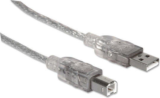Manhattan USB 2.0 Cable USB-A male - USB-B male Ασημί 1.8m