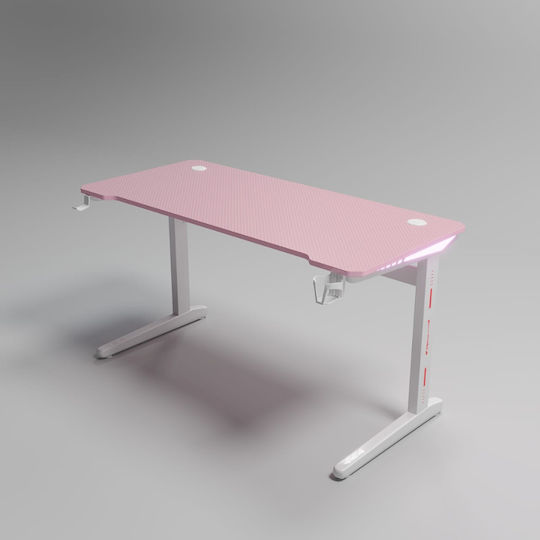 Геймърско бюро D2106 с LED и USB портове 140x60x74см Розово