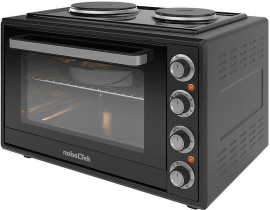 NobeLTek Cuptor Electric 60lt Cu 2 Plite De Bucătărie Și Aer Negru
