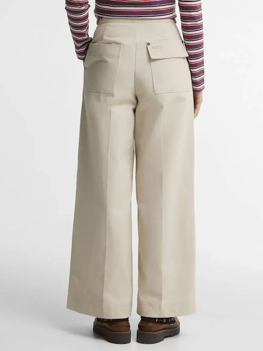 Women's High Rise Pantaloons in Relaxed Fit Checked Beige