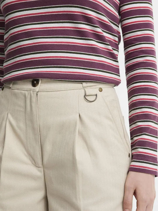 Women's High Rise Pantaloons in Relaxed Fit Checked Beige