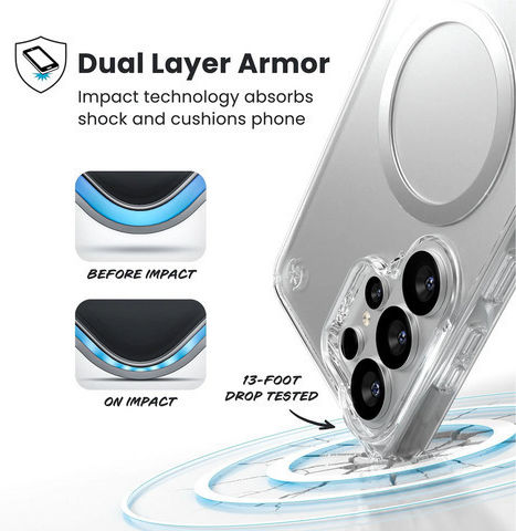 Speck Presidio Perfect-clear Magnet Samsung Galaxy S26 Ultra Magsafe Case Clear Clear Silver 151063-3240