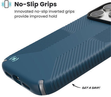 Speck Presidio2 Grip Magsafe Iphone 17 Pro Max Case Deep Sea Silver Metallic 150985-3261