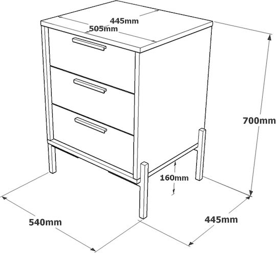 Office Drawer Edmund from Wood & Metal Anthracite 54x44.5x70cm