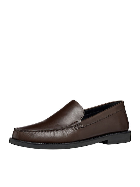 Recanati Leather Men's Loafers in Brown Colour