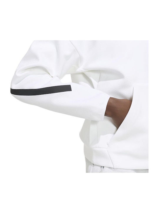 Full Zip Women's Hooded Sweatshirt Cardigan White