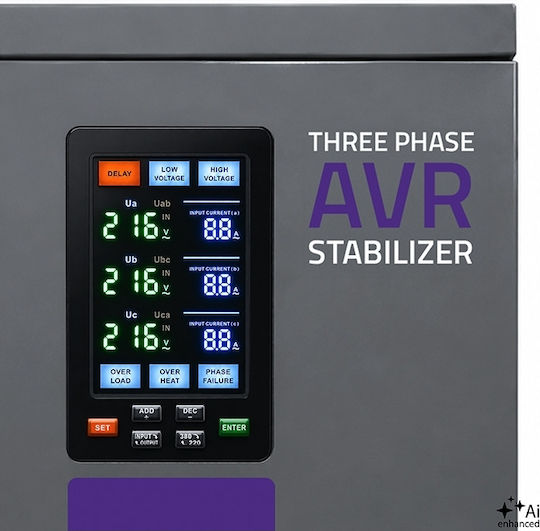 Three-phase Voltage Stabilizer Qoltec Avr Multiprotection 15 Kva Accuracy ± 3% Three-phase Servomotor Lcd Screen