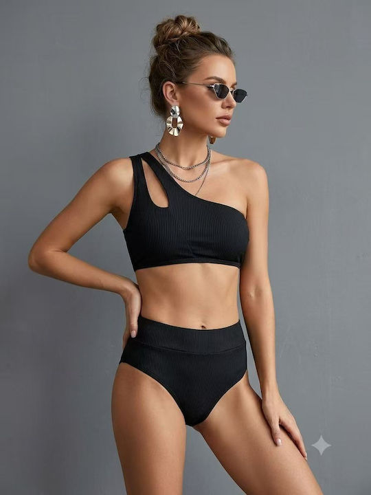 Set Bikini Talie Înaltă Negru