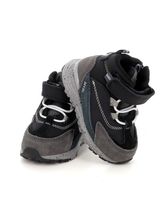 Suede Kids Ankle Boots with Zipper Black
