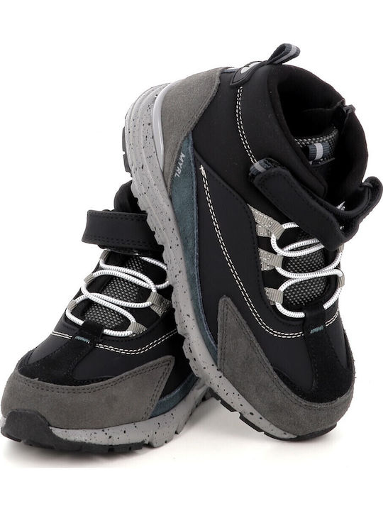 Suede Kids Ankle Boots with Zipper Black