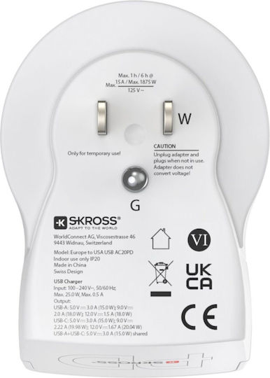 HAMA Adaptor Pentru Prize America Cu 2 Porturi USB