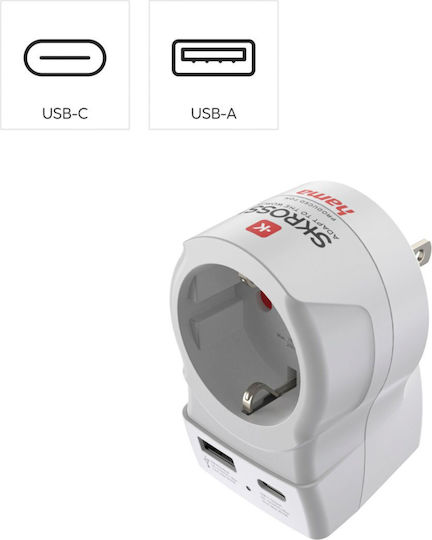HAMA Adaptor Pentru Prize America Cu 2 Porturi USB
