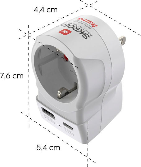 HAMA Adaptor Pentru Prize America Cu 2 Porturi USB
