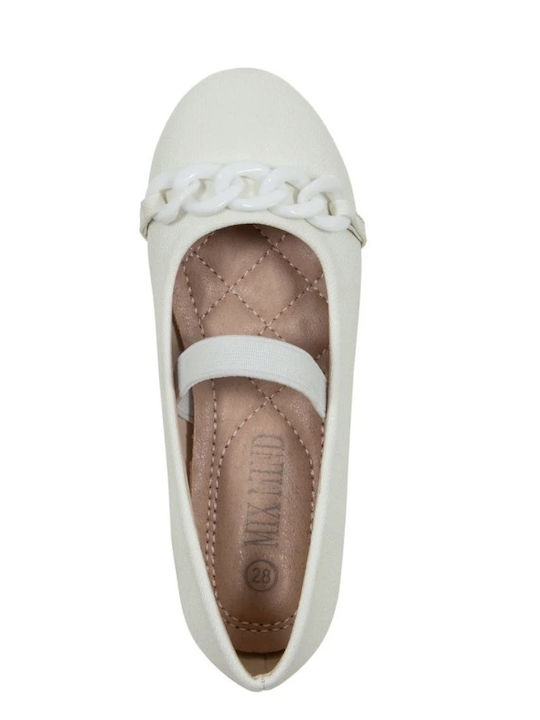 Kids Ballerinas with Hoop & Loop Closure White