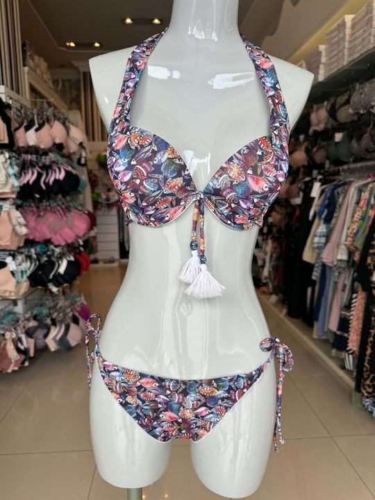 Set Bikini Push Up Brazil Ocean Print